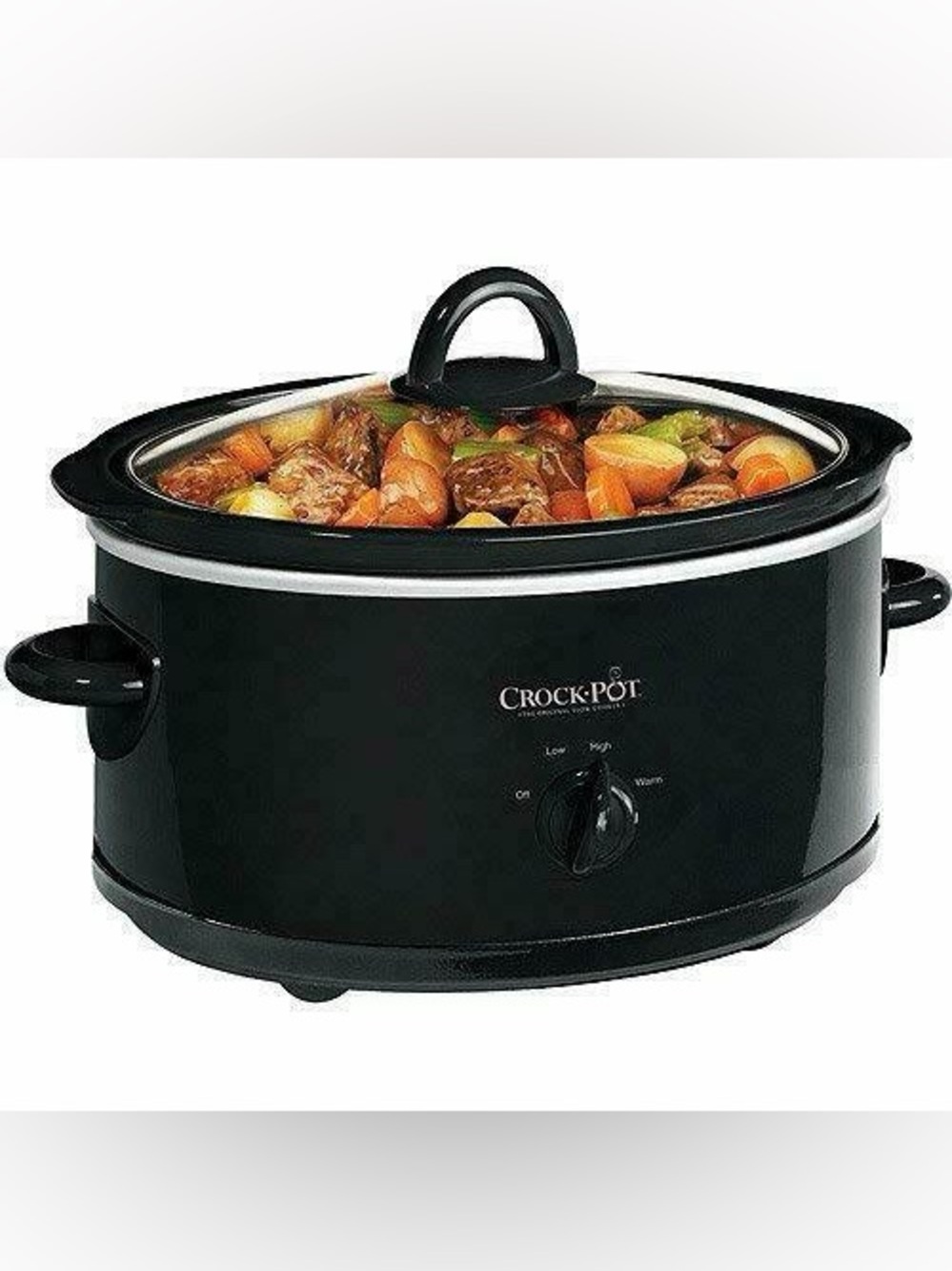 7 Quart Black Slow Cooker with Glass Lid